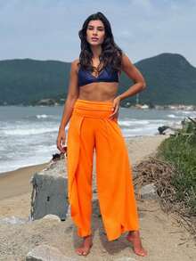 Beach Cover-Up Pants Jumpsuit - Naranja - Ver 2