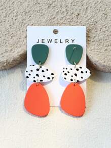 1 Pair Women Dotted Ceramic Texture INS Design Color Contrast Elegant Acrylic Long Dangle Earrings