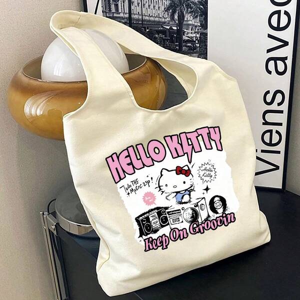 Sanrio 1 pieza Bolso de lona de gran capacidad de moda, adecuado para estudiantes y trabajadores de oficina
