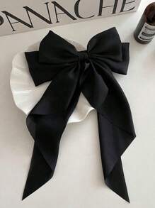 2pcs/1pc Oversized Black & White Satin Bow Hair Clips, Elegant & Retro Hair Accessories, Fashion Hair Clips For Women Valentine's Day Valentines