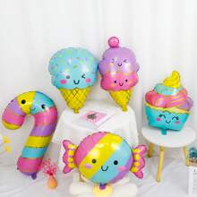 Summer Party Ice Cream & Donut Foil Balloons, 5-Pointed Star Decorative Balloons