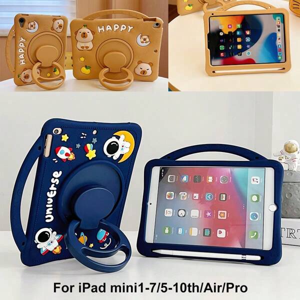 Astronaut Handheld Cute Protective Case Compatible With IPad Mini1234567/789th/10th/A16/Air/Pro For Kids Boys Student,[Shockproof,Anti-Scratch,Stand, Anti-Drop, Anti-Slip, Anti Fingerprint,]Affordable, Made Of Silicone Material, Personalized, Fashionable,Holiday Gifts And Prizes,Minimalist Stylish Luxury Tablet Cover Compatible With IPad 7.9/9.7//10.2/10.5/10.9/11