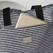 Fashionable Versatile Simple Plaid Large Capacity Shoulder Tote Bag With British Style For Commuting - Black and White - View 5