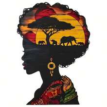 1/2/3pcs Vibrant African Landscape And Portrait Heat Transfer Stickers - Woman, Elephant, And Acacia Tree Sunset Savanna Design - Ideal For DIY T-Shirts, Pillows, Jeans, Hoodies, And Backpacks - Essential Fashion Accessory For Fashion Enthusiasts, Clothing Design | Artistic Silhouette Design | Easy To Apply Decals - Multicolor - View 2