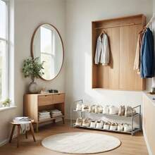 SONGMICS Shoe Rack, 2 Tier Shoe Organizer, Metal Shoe Storage Shelf For 10 Pairs Of Shoes, Easy To Assemble, Entryway, Grey - Xám - Xem 1