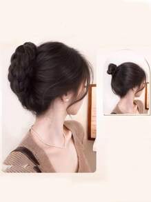 1 szt. damska spinka do włosów z warkoczy z syntetycznych włókien, wysoka spinka do warkoczy z koroną, spinka do baków, puszysty upięty kok, swobodna spinka do włosów z syntetycznych włókien, odpowiednia na każdą porę roku, jesień i zimę, akcesoria do włosów dla kobiet, stroje wakacyjne