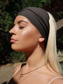 新款纯色宽发带，女士交叉绑带发饰，适合运动、瑜伽，时尚女孩头巾，休闲波西米亚风，欧美运动发带，女士宽版瑜伽弹力发带，跑步发带，运动发饰，头饰，返校发饰 - 彩色 - 查看 5