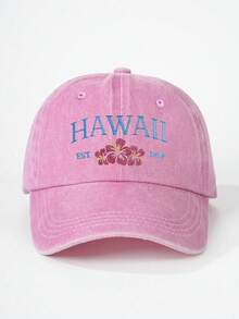 1pc Women's Printed HAWAII Peach Blossom 1959 Washed Baseball Cap, Outdoor Adjustable Sun-Protective Casual Hat Suitable For Spring, Autumn Travel And Beach Holiday, Unisex Y2K Style Baseball Cap - Baseball Cap - View 21