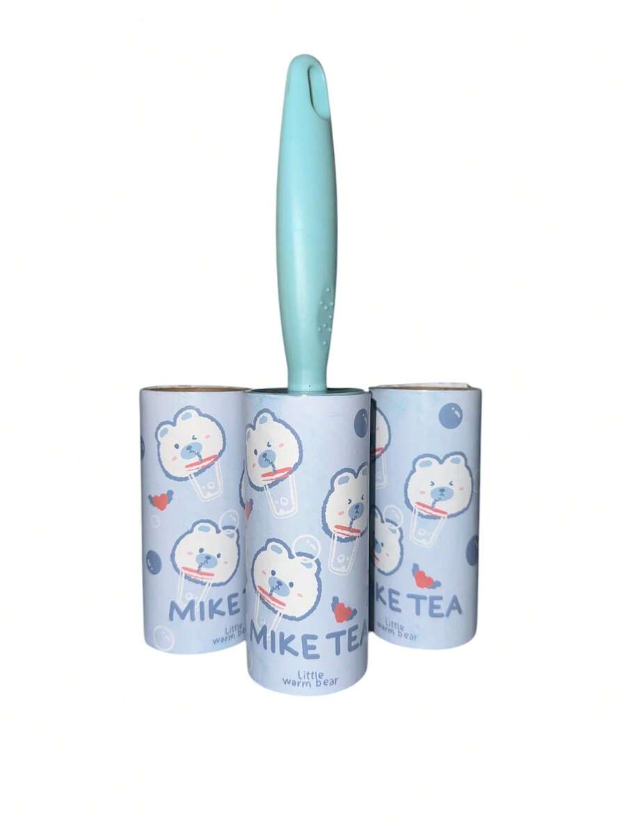 Rolo Adesivo Tira Pelo Limpa Roupa Sofa 90 Folhas + Suporte - Azul - Visão 1