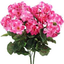 1/2 piezas - 5 ramas/ 1 manojo - Flor artificial de Geranio de seda Planta falsa para decoración del hogar, exterior, jardín, rubí (rojo), porche, hogar, jardín interior y exterior, cementerio, corona, decoración de boda