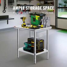 Stainless Steel Multi-Purpose Work Table 760mm X 600mm X 70mm Ideal For Meal Prep Sewing Handicrafts And Garage Use