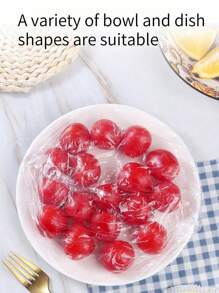 100 pièces film plastique jetable réutilisable, couvercle plat de sac, sac de rangement alimentaire et couvercle plat élastique utilisés pour préserver les fruits et légumes et garder les aliments frais.