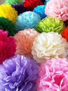 10/20/30pcs, Holiday Decorative Paper Flower Balls, Pompoms, Colorful Artificial Flowers, Wedding Party Backdrop Decor Props, Linkable And Hanging Fake Flowers