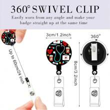 1pc Cute Retractable Badge Reel With Id Card Holder, Key Ring & Clip. Perfect Gift For Nurses And Doctors Back To School