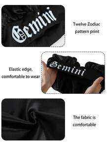 1pc Men Satin Sleep Bonnet - Soft Hair Protection Cap With Wide Band For Nighttime & Daily Use, Black With White Print, Hair Bonnet For Sleeping