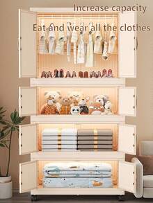 No Assembly Required Wardrobe Clothes Organizer Box Small Closet Plastic Home Foldable Storage Cabinet - Multicolor - View 9