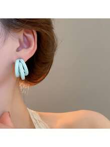 Andkiss 1 paire de boucles d'oreilles à tige minimalistes en forme de C, à la mode et polyvalentes
