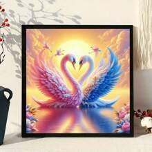 1PC Romantic Swan Diamond Art Painting Kit 5D DIY Mosaic Craft Set Embroidery Cartoon Cross Stitch Picture Room Home Party Wall Decoration For Family Friends Teachers Holidays Gift 30x30cm
