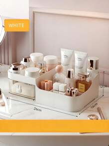 Drawer Style Makeup Storage Box, Tabletop Organizer For Cosmetics, Lipsticks, Skincare, Brushes. Suitable For Bathroom, Living Room, Bedroom, Office. Holds Remote Controls, Toothpicks, Chargers, Phone Cases And Saves Space.,For Holiday Beach, Bathroom Collection, Bedroom Collection, Large Capacity