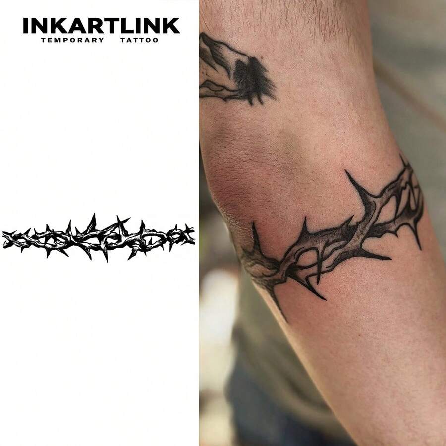 INKARTLINK - Revolutionary Tattoo Technology, Semi-Permanent Tattoos, Thorn Arm Band, Realistic Tattoos, Heart Tattoos, Temporary Tattoos, Waterproof, Authentic Tattoo Appearance, Niche Design Tattoos, Juice Tattoos, Plant Tattoos