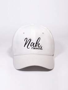 1pc Letter 'Nah' Embroidered Polyester UV Protection Casual Baseball Cap, Unisex Suitable For Everyday Wear, Spring/Summer - Nah Baseball Cap - View 12