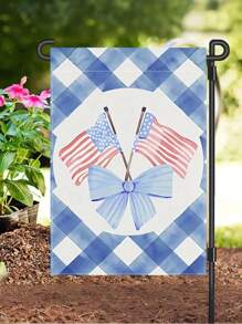 1pc Patriotic American Flag Garden Flag - Red White And Blue Design, Suitable For Independence Day July 4th, Double-Sided Thick Waterproof Outdoor Decoration, 12x18 Inches, Linen Material, Very Suitable For Porch, Yard, Courtyard And Backyard Decor | Holiday Flag Design | Waterproof Flag, Outdoor Garden Flag | Independence Day Decoration, Excluding Flagpole
