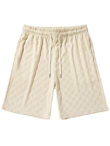 2pcs Men's Casual Solid Color Drop Shoulder Loose T-Shirt And Shorts Set, Summer, Cozy Outfits - Apricot - View 11