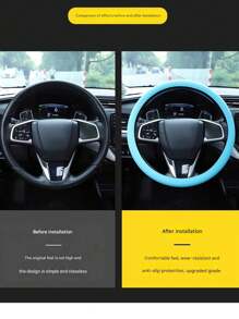 1pc Car Silicone Steering Wheel Cover Men And Women Summer Fashion Sweat-Absorbent Non-Slip Handle Cover Universal Four Seasons Thin Soft Ice-Cold Steering Wheel Cover Car Universal Silicone Thin Steering Wheel Cover Wear-Resistant Comfortable Feel Essential Supplies