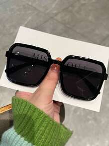 1pc Plastic Square Frame Summer Beach Fashion Glasses, Fashion Champagne Tea Shades For Summer Beach Vacation,Outdoor,Travel