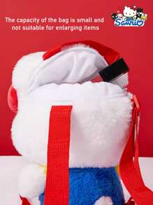 Sanrio 1PC Hello Kitty Furry Backpack, Adjustable Shoulder Straps, Exquisite Embroidery, Cartoon Characters, Red Cute And Fashionable Y2K Style, Can Be Used As A Good Choice For Friends To Give Gifts, Back To School Season Gifts, Travel Accessories, Beach Bag, Summer Travel Essentials, Carry On Travel Bag