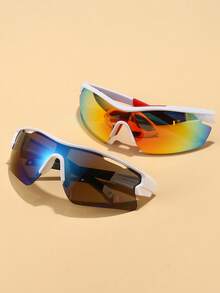 2 件套渐变色女士运动眼镜，户外骑行眼镜，PC 框架山地自行车，徒步防护眼镜，适合夏季海滩度假、户外、旅行秋季配件护目镜 - 彩色 - 查看 4