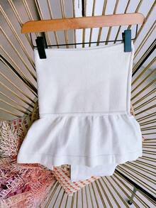 Modal Blouse Strapless In Modal Peplum Knit, Style And Comfort For Any Occasion Women's Fashion - White - View 2