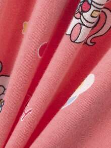 4pcs/Set Girls Cartoon Sleepwear Set - Short Sleeve Shirt & Shorts, Pure Cotton, Thin, Suitable For Summer, Unicorn & Mermaid Graphic