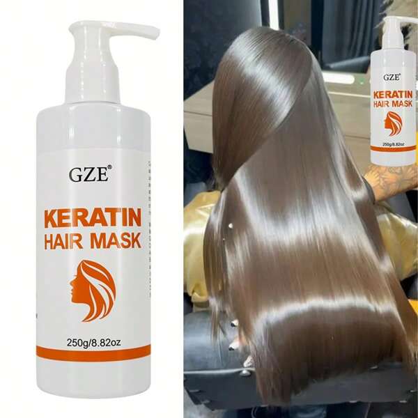 Mascarilla capilar de queratina GZE para reducir las puntas abiertas, controlar el frizz, hidratar, acondicionar, proteger del calor, anti-roturas, anti-frizz, definir rizos y proteger el color
