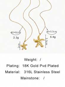 Monlansher 1 pezzo Collana donna in acciaio inossidabile con pendente a forma di stella marina e spirale, dal design semplice e alla moda, di alta qualità, durevole e versatile per uso quotidiano