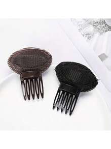 1pc Women Bangs Poof Hair Clip, Simple Solid Color, For Daily Headpiece Styling, Black-Brown,Hair Accessories