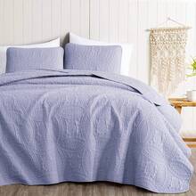 Austin Oversized Bedspread Set 3-Piece Ultrasonic Quilted Soft Lightweight Microfiber Coverlet For All Season - Lavender - View 1