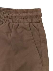 Men's Cool Multi-Pocket Design With Drawstring Details Straight Leg Cargo Shorts - Coffee Brown - View 7
