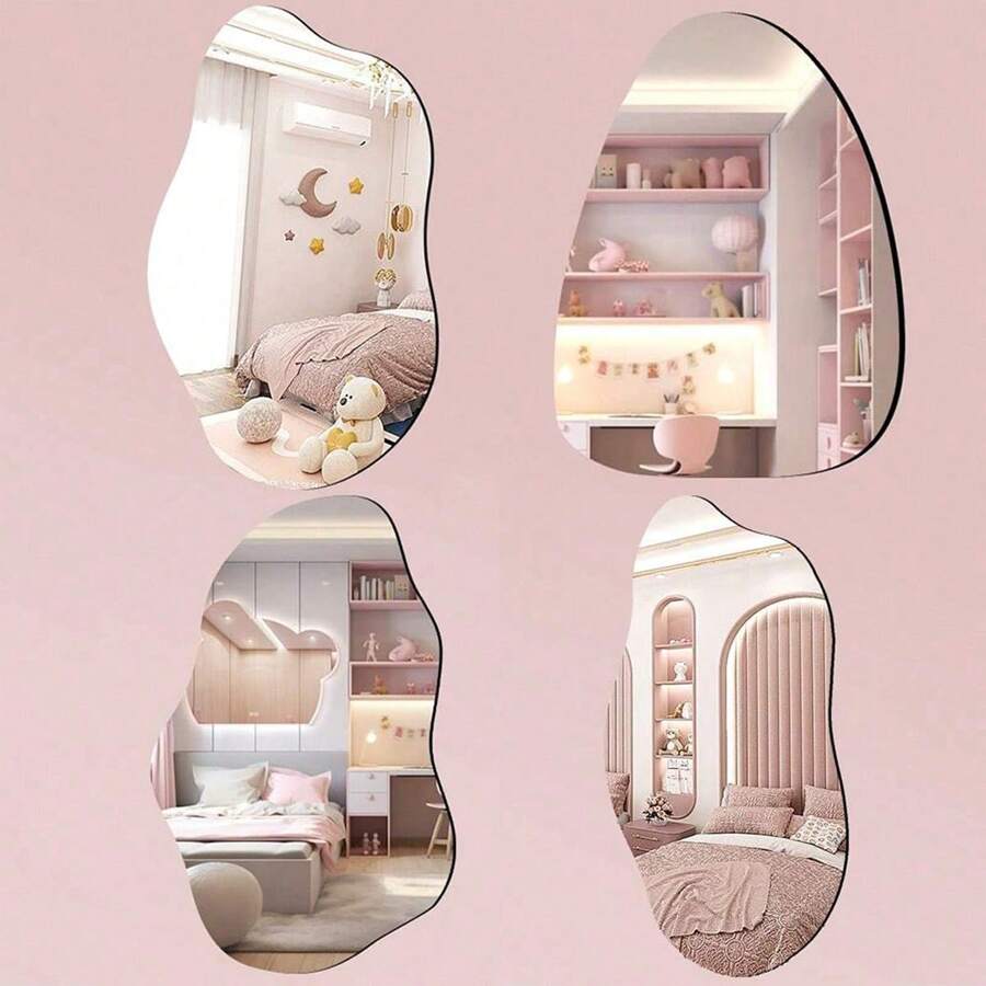 1Pc Asymmetrical Acrylic Mirror Wall Decor, Frameless Vanity Mirrors For Living Room Bedroom Home Office, Bathroom Wall Mirror, Stickers, Wall Decal, Vinyl Decal For Home Decorations, Spring Decoration Items Refresh Your Home, Festival Decoration Stickers Gifts Birthday Graduation Room Decor Mirror For Room Bathroom Decor Living Room Decor