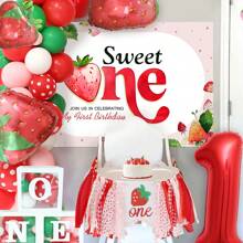 1 Peça Guirlanda de Parede Artesanal com Borla Floral de Morango, Adequada para Decoração de Festa de Aniversário, Decoração de Cadeira, Decoração de Parede