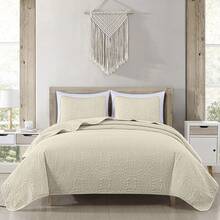 Austin Oversized Bedspread Set 3-Piece Ultrasonic Quilted Soft Lightweight Microfiber Coverlet For All Season - Ivory - View 1