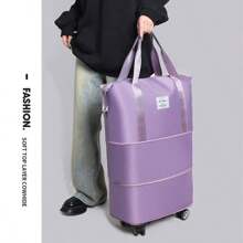 Travel Bag With Large Capacity For Business Trips, Expandable Swivel Wheel Luggage Bag, Oxford Cloth Storage Fitness Bag Suffle Women Bags