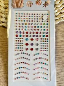 247pcs New Face Gems, Mixed Self-Adhesive Face Stickers - Different Colors, Elegant Diamond Shaped For Face, Nail And Eye Makeup