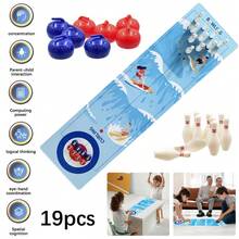 19pcs Mini Bowling Set - Ideal With 8 * Shuffleboard Ball, 10 * Bowling Ball For School, Home, Office, Party - Multicolor - View 1