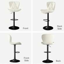 Nalupatio Modern Bar Stool 1 Piece Set, Bar Stool, Faux Leather Upholstered Swivel Bar Stool, Adjustable Counter Height Bar Chair With Backrest For Kitchen Island - 白色 - 查看 4