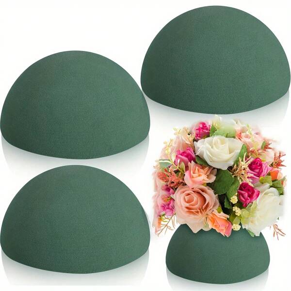 6 Packs Green Dry Round Floral Foam Hemisphere - Reusable, Lightweight Craft Foam Blocks For DIY Projects, Floral Design, Holiday Displays, Event Styling - All-Season Foam Base For Silk Flowers & Fake Greenery