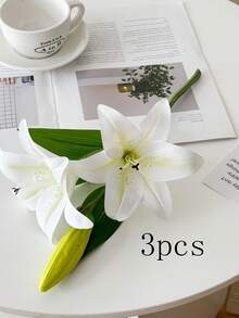 1件/2件/3件/5件仿真花仿真植物装饰百合餐厅桌面书桌花瓶插花婚礼派对装饰仿真花花园插花仿真植物假花干花塑料花人造花 - 彩色 - 查看 16