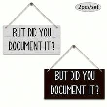 1pc/2pcs "BUT DID YOU DOCUMENTIT" Hanging Sign Wall Art Deco Wooden Board Painting For Office Study And Bedroom, Home Decor, Wall Decor
