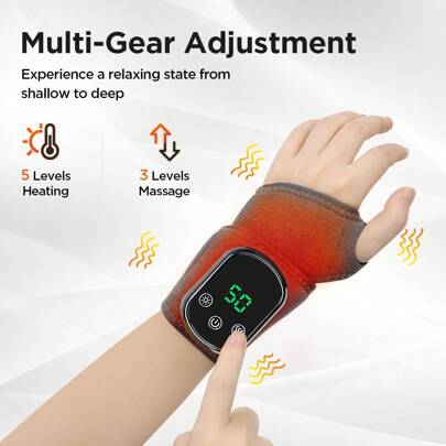 Hailicare Smart Wrist Support Massager - 5 - Level Far Infrared Heating, 3 - Level Vibration Massage, 30 - Minute Timing, NTC Temperature Control For, Breathable And Non - Slip Strap Design