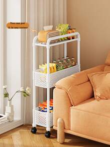 1pc Movable Small Rolling Cart, Narrow Gaps Storage Practical Rack, Multi-Layer Storage Shelves, With 360° Swivel Casters, Suitable For Kitchen/Bathroom/Bedroom/Beside Fridge Storage Rack ,Jewellery Box,Pouch,Makeup Brush Holder,Brush Holder,Perfume Organiser,Pouch Bag